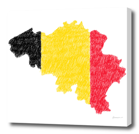 Belgia Flag Map Drawing Line Art