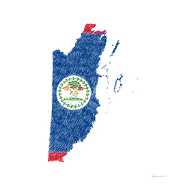 Belize 2 Flag Map Drawing Line Art