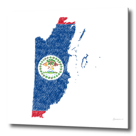 Belize 2 Flag Map Drawing Line Art