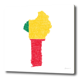 Benin Flag Map Drawing Line Art