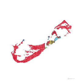 Bermuda Flag Map Drawing Line Art
