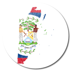 Belize Flag Map Drawing Line Art
