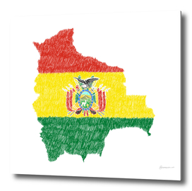 Bolivia Flag Map Drawing Line Art