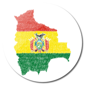 Bolivia Flag Map Drawing Line Art