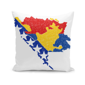 Bosnia And Herzegovina Flag Map Drawing Line Art