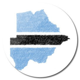 Botswana Flag Map Drawing Line Art