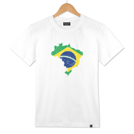 Brazil Flag Map Drawing Line Art
