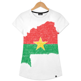 Burkina Faso Flag Map Drawing Line Art