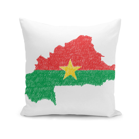 Burkina Faso Flag Map Drawing Line Art