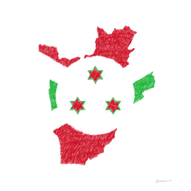 Burundi Flag Map Drawing Line Art