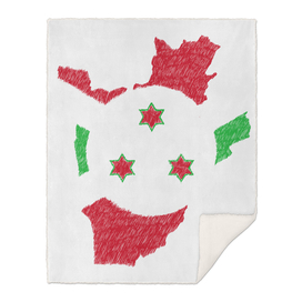 Burundi Flag Map Drawing Line Art