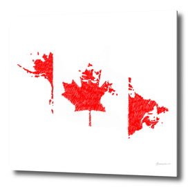 Canada Flag Map Drawing Line Art
