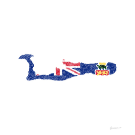 Cayman Islands Flag Map Drawing Line Art