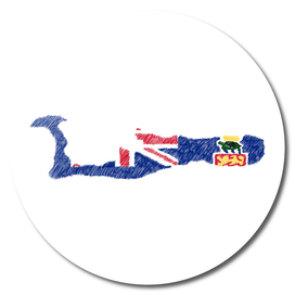 Cayman Islands Flag Map Drawing Line Art
