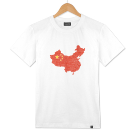 China Flag Map Drawing Line Art