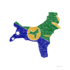 Christmas Island Flag Map Drawing Line Art