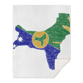 Christmas Island Flag Map Drawing Line Art