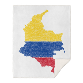 Colombia Flag Map Drawing Line Art