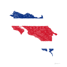 Costa Rica Flag Map Drawing Line Art