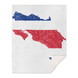Costa Rica Flag Map Drawing Line Art