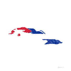 Cuba Flag Map Drawing Line Art