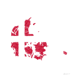 Denmark Flag Map Drawing Line Art