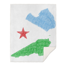 Djibouti Flag Map Drawing Line Art