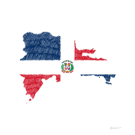 Dominican Republic Flag Map Drawing Line Art