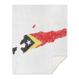East Timor Leste Flag Map Drawing Line Art