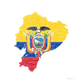 Ecuador Flag Map Drawing Line Art