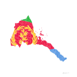 Eritrea Flag Map Drawing Line Art