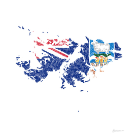 Falkland Island Malvinas Flag Map Drawing Line Art