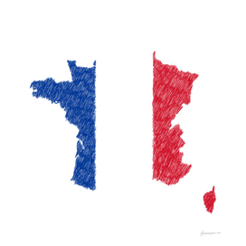 France Flag Map Drawing Line Art