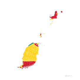 Grenada Flag Map Drawing Line Art