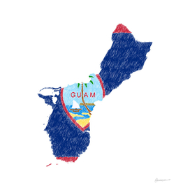 Guam Flag Map Drawing Line Art