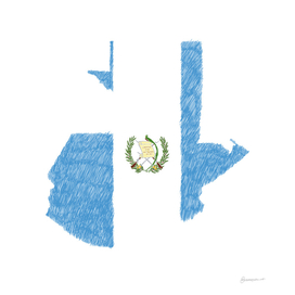 Guatemala Flag Map Drawing Line Art