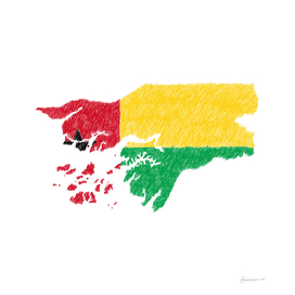 Guinea Bissau Flag Map Drawing Line Art