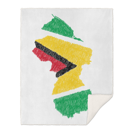 Guyana Flag Map Drawing Line Art