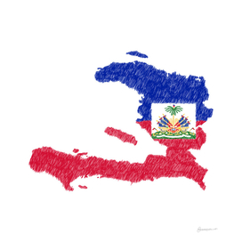 Haiti Flag Map Drawing Line Art