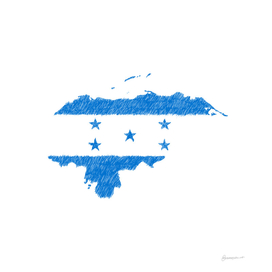 Honduras Flag Map Drawing Line Art