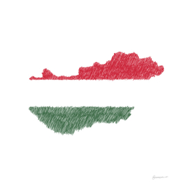 Hungary Flag Map Drawing Line Art
