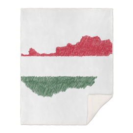 Hungary Flag Map Drawing Line Art