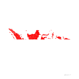 Indonesia Flag Map Drawing Line Art