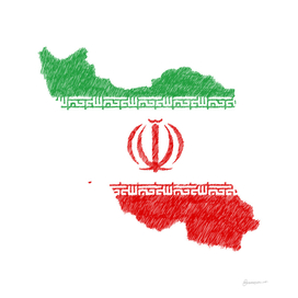 Iran Flag Map Drawing Line Art