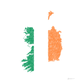 Ireland Flag Map Drawing Line Art