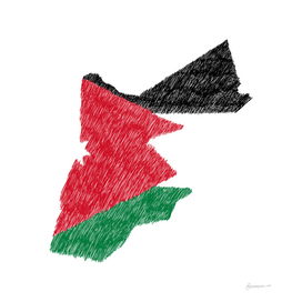 Jordan Flag Map Drawing Line Art