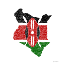 Kenya Flag Map Drawing Line Art