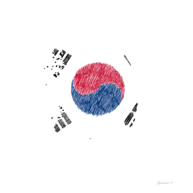 Korea Flag Map Drawing Line Art
