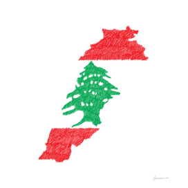 Lebanon Flag Map Drawing Line Art