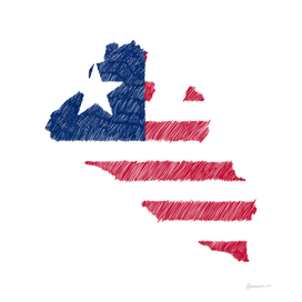 Liberia Flag Map Drawing Line Art